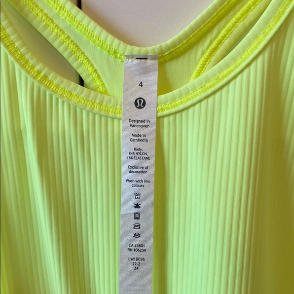 Lululemon Yellow Ribbed Base Pace Tank - Picture 2 of 4